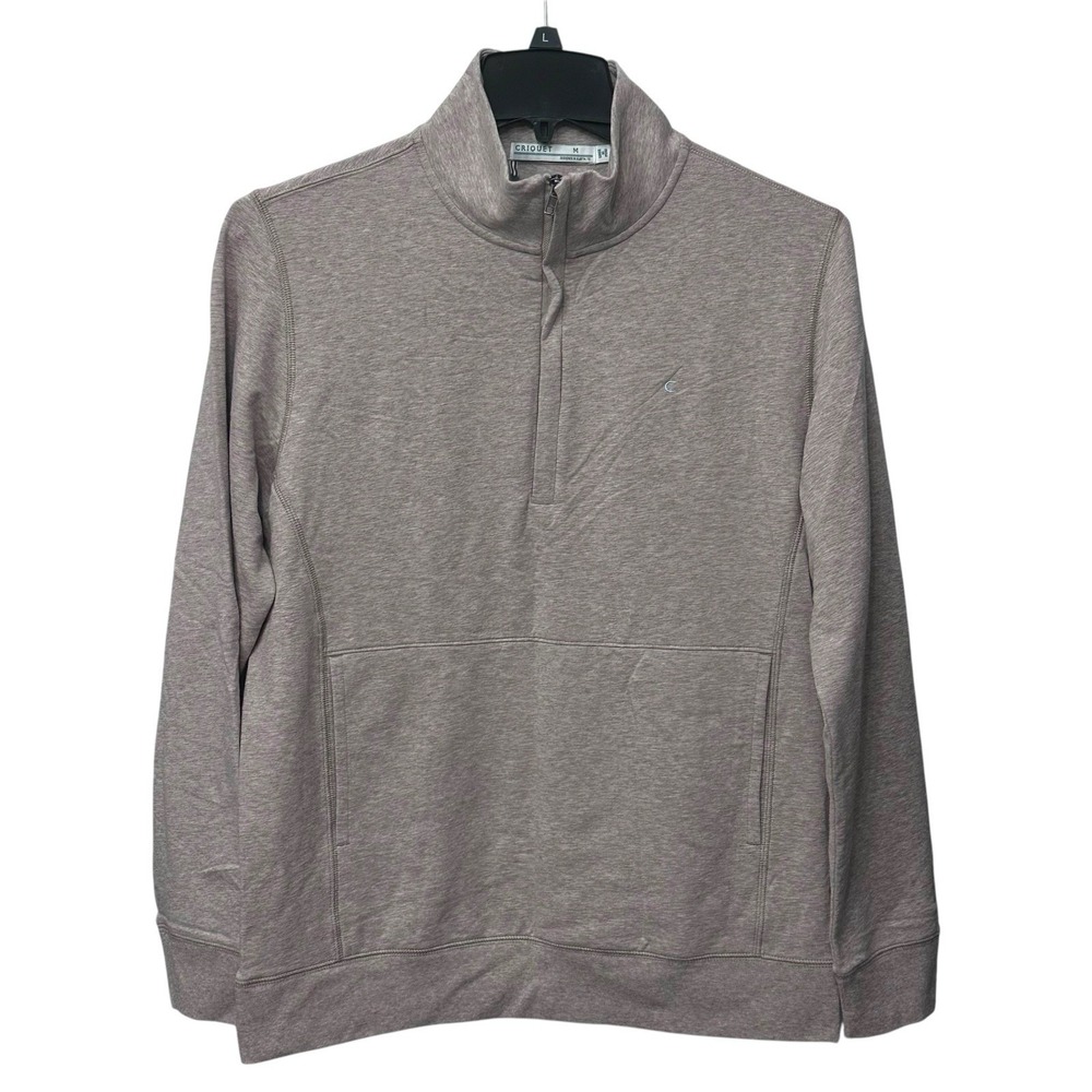 Criquet Quarter‎ Zip Pullover Sweater Men's Medium Long Sleeve Beige Golf NWOT